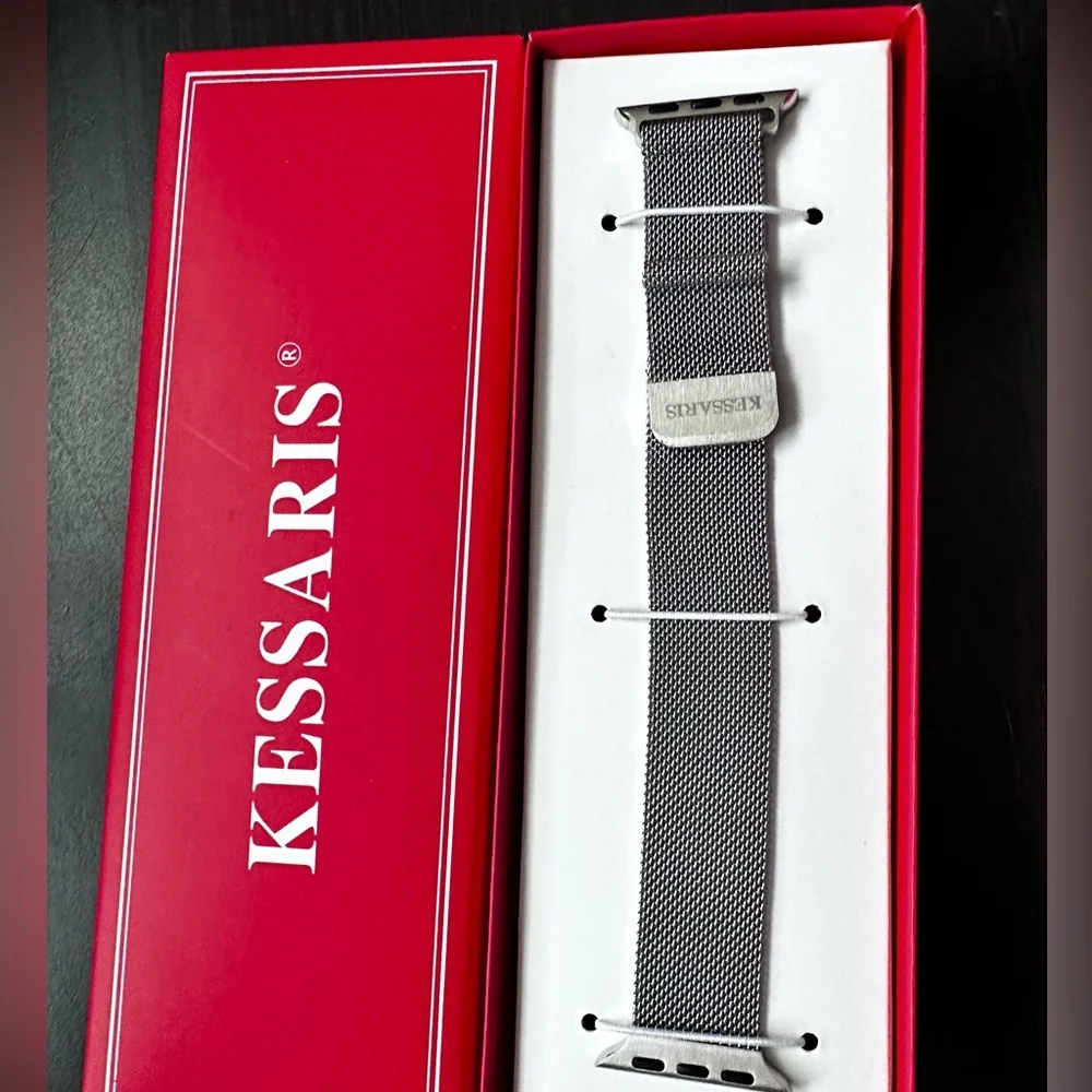 Kessaris Apple Watch Straps Silvertone mesh band